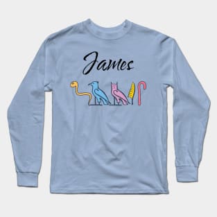 JAMES-American names in hieroglyphic letters-James, name in a Pharaonic Khartouch-Hieroglyphic pharaonic names Long Sleeve T-Shirt